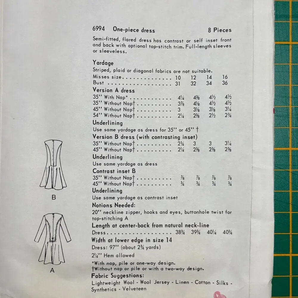 Vogue 6994 Original 1960s Mod Flared Dress Sewing Pattern Vtg Bust 31” Uncut!